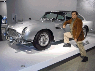 Roger with James Bond's Austin Martin DB5